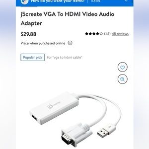 j5create VGA To HDMI Video Audio Adapter